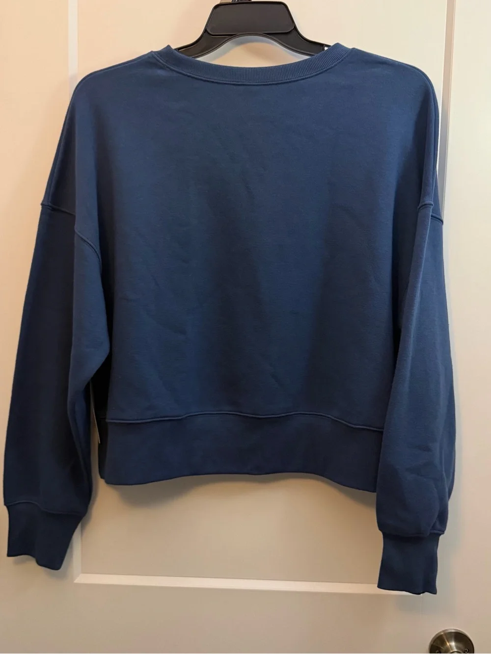 Large Navy Floral Patchwork Crewneck Sweater